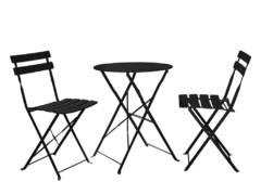 Set masa scaune gradina otel negru Obax 59.5x59.5x71 cm, 42x51x81 cm